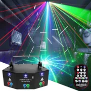 HCWE 9 눈 프로젝터 RGB 크리스마스 레이저 파티 조명, 리모컨 나이트 클럽 조명 장식, DJ 할로윈 노래방 디스코 볼