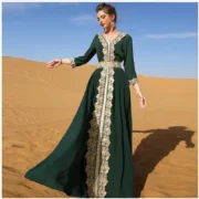 여성용 라마단 이드 쉬폰 아바야 두바이 터키 이슬람 롱 드레스, 카프탄 로브