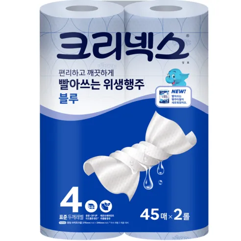 크리넥스 빨아쓰는 위생행주 블루 1겹, 2롤, 1개