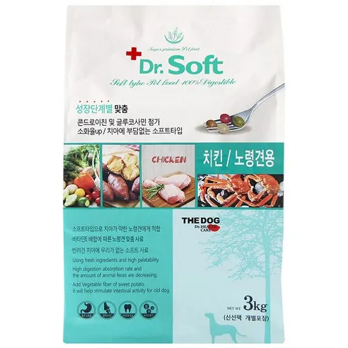 더독 노령견용 닥터소프트 치킨 소프트사료, 3kg, 닭, 1개