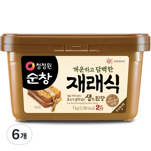 청정원순창 재래식 생된장, 1kg, 6개